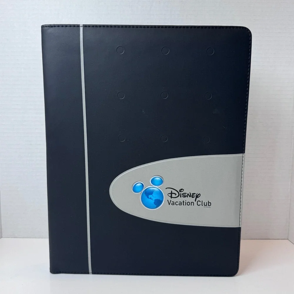 Disney Vacation Club Padfolio Portfolio Unisex Black Silver DVC Logo Pen Pad